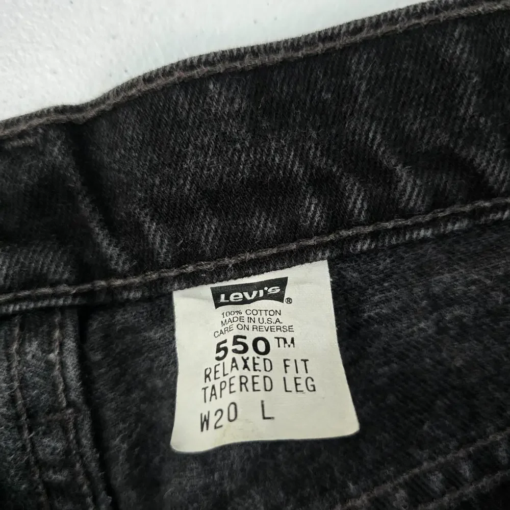 Vintage Levi's 550 relaxed‎ tapered 20 jeans USA black 90's womens 5713